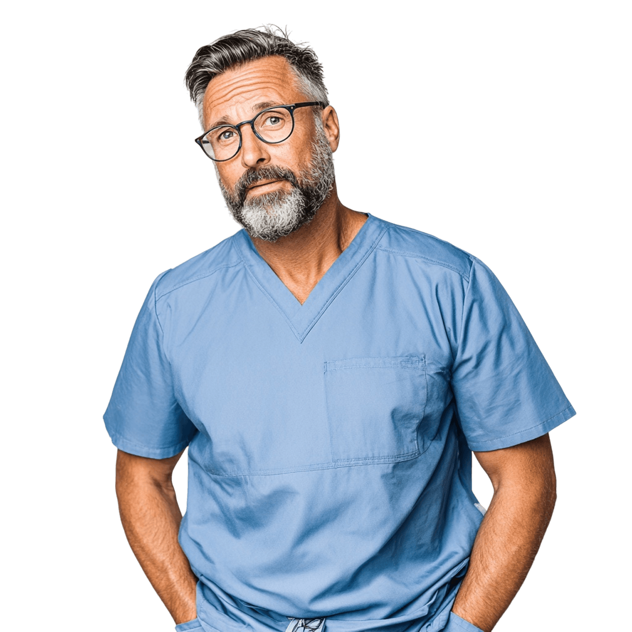 dentist with hands in his pockets